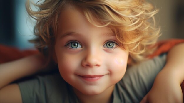 cute asian child looking at camera close up smiling