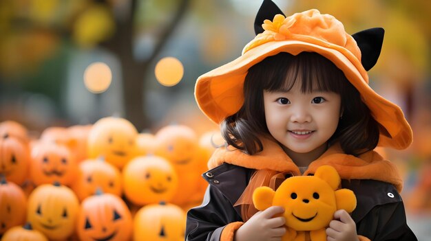 cute asian female halloween