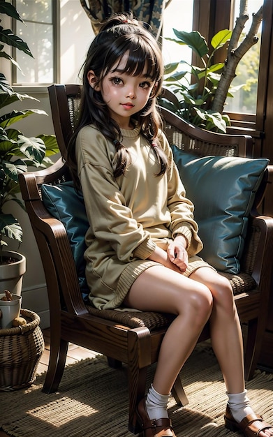 Cute Asian girl Adorable asian kid smiling Concept art asian cute girl