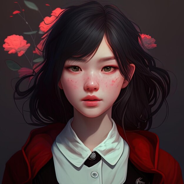 Cute Asian girl kawaii anime avatar Ai generative art