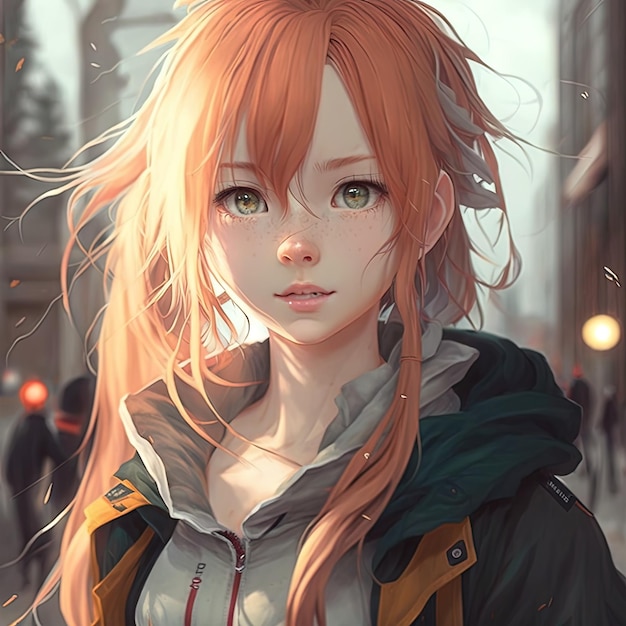 Cute asian girl kawaii anime avatar ai generative art