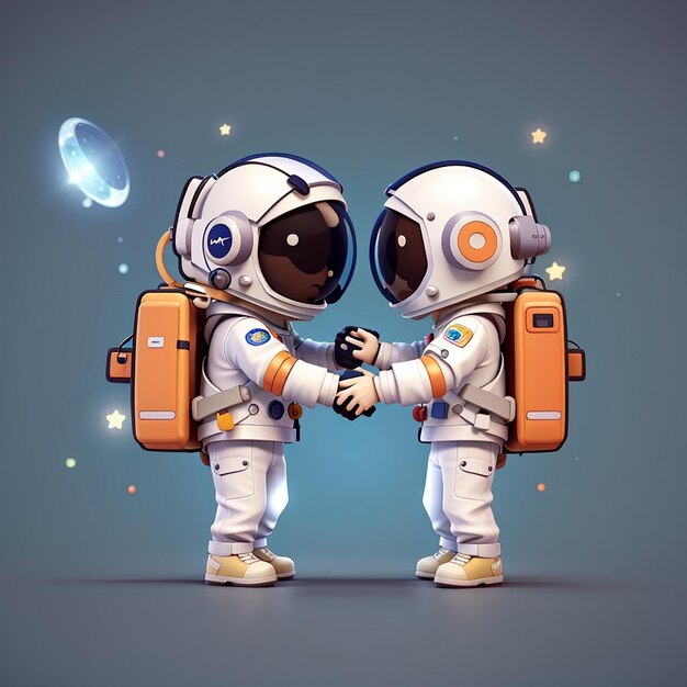 Foto cute astronauta gomito bump cartone animato icona vettoriale illustrazione scienza tecnologia icona concetto isolato