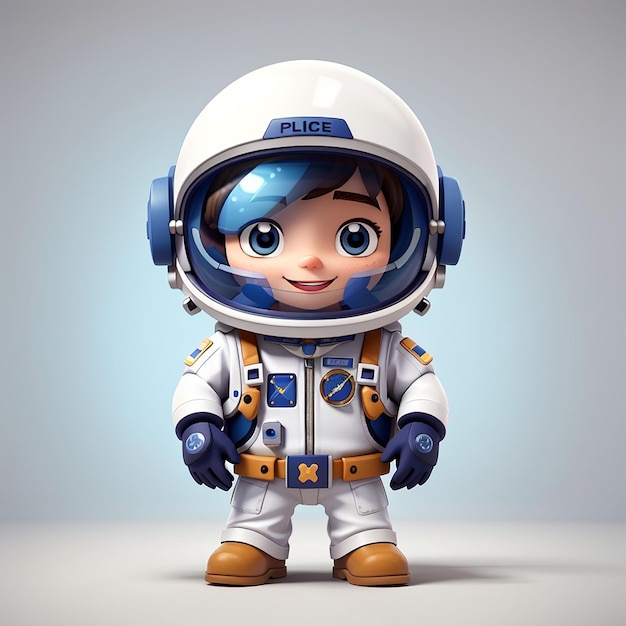 귀여운 우주비행사 경찰 만화 터 아이콘 일러스트 과학 직업 아이콘 개념 고립