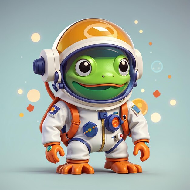 Cute astronaut wearing frog costume cartoon vector icon illustration science animal icon isolated