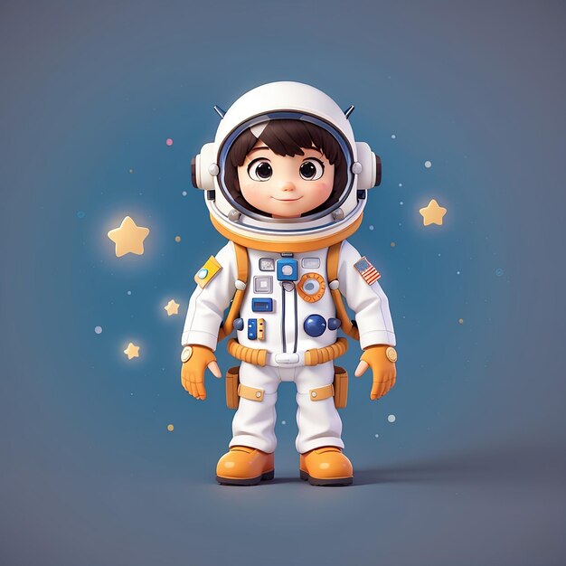 Photo cute astronaut with star cartoon vector icon illustration science technology isolated flat vector