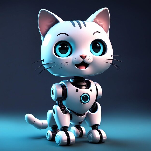 Foto carino avatar 3d di un gatto robotico amichevole dotato di intelligenza artificiale