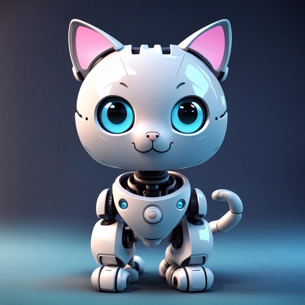 Cute avatar 3D image of ai powered robotic cute friendly cat