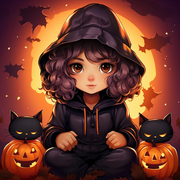 Photo cute avatar character for halloween event mascot illustration profile photo