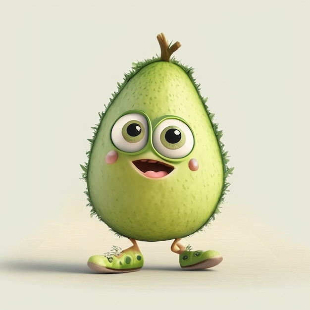 cute avocado character illustration 3D rendering