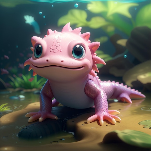 Photo cute axolotl cartoon vector icon illustration animal love icon concept isolated premium vector flat cartoon style