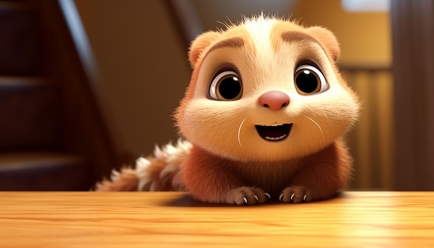 cute baby animal character colorful and cute pixar style