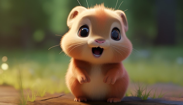 cute baby animal character colorful and cute pixar style