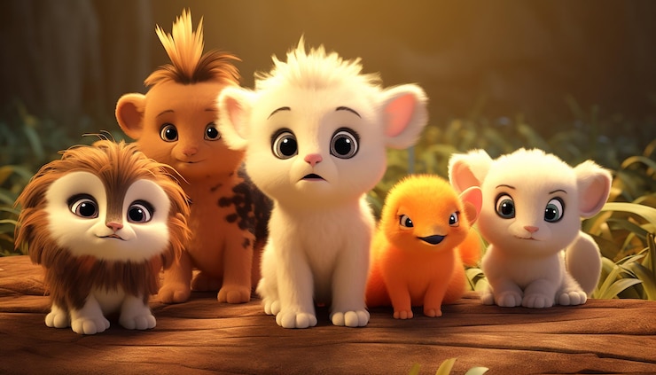 Photo かわいい動物の赤ちゃんキャラクター カラフルでかわいいピクサー スタイル