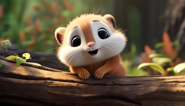 cute baby animal character colorful and cute pixar style