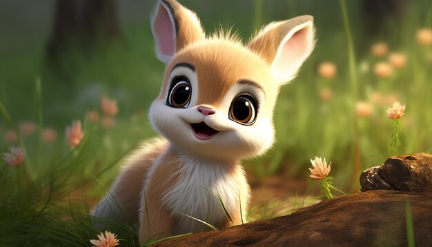 cute baby animal character colorful and cute pixar style