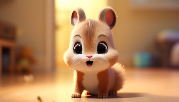 cute baby animal character colorful and cute pixar style