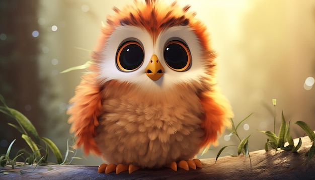 cute baby animal character colorful and cute pixar style