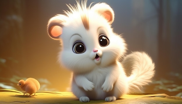 cute baby animal character colorful and cute pixar style