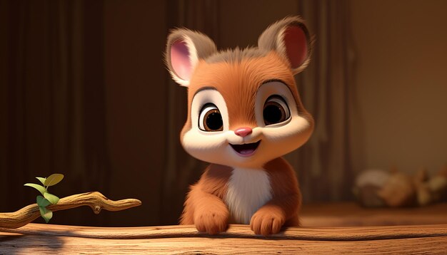 Cute baby animal character colorful and cute pixar style