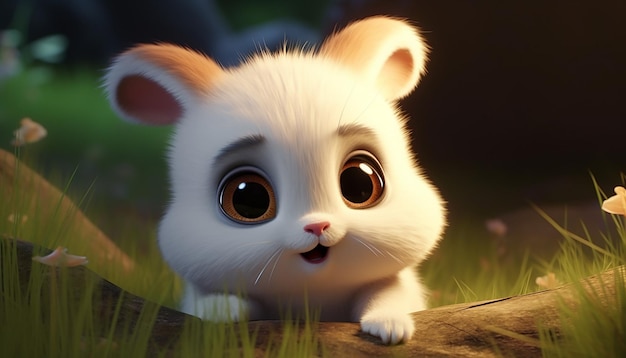 cute baby animal character colorful and cute pixar style