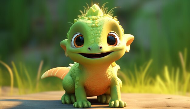 cute baby animal character colorful and cute pixar style