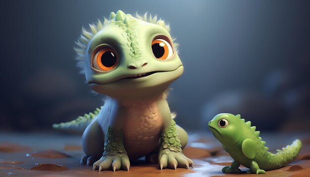 cute baby animal character colorful and cute pixar style