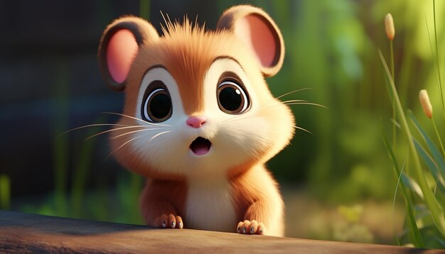 cute baby animal character colorful and cute pixar style