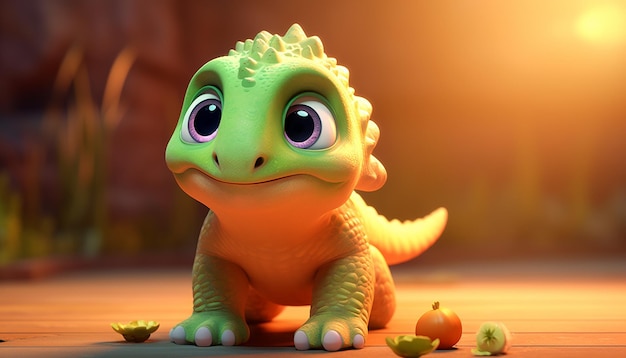 cute baby animal character colorful and cute pixar style