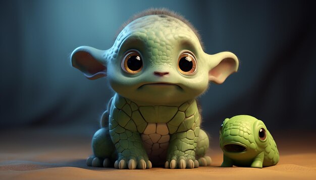 cute baby animal character colorful and cute pixar style