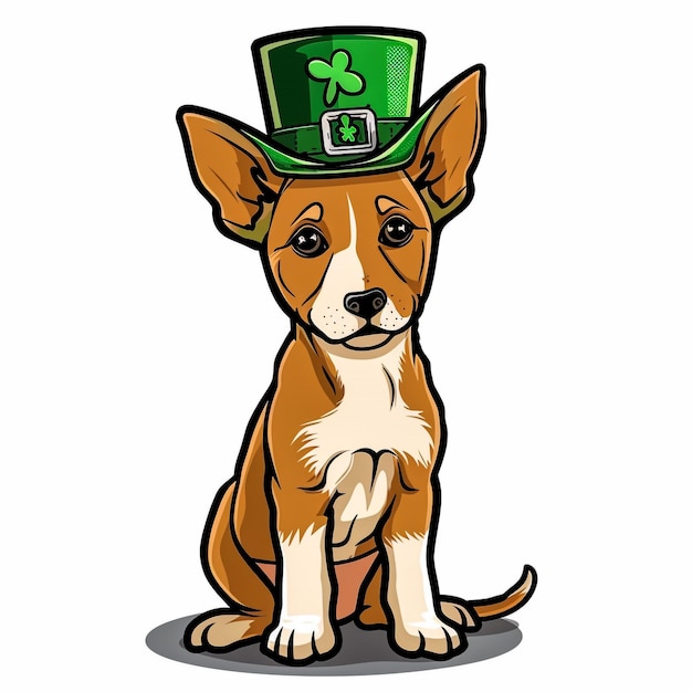 Foto cuccino basset hound dog st patricks hat full body st patricks day theam basset hound dog isolato su uno sfondo bianco illustrazione vettoriale contorno a grassetto nessuna ombra