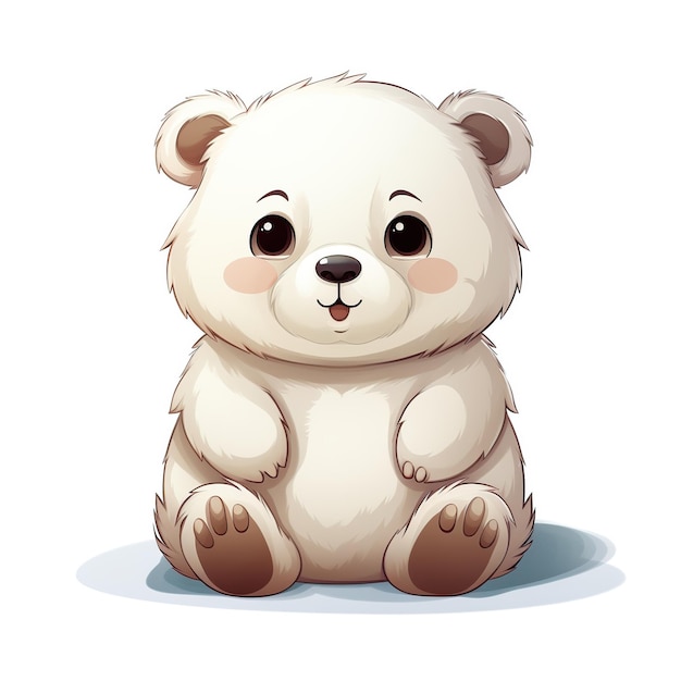 Cute baby bear animal isolated on white background AI generated image