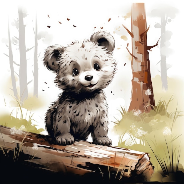 Cute baby bear digital concept art