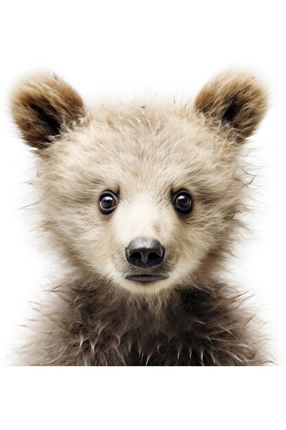 Photo cute a baby bear face on white background by britney laine white background hd photo isolated white