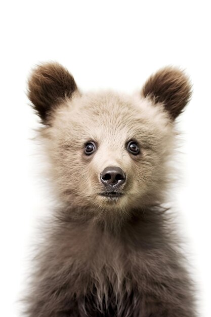 Photo cute a baby bear face on white background by britney laine white background hd photo isolated white