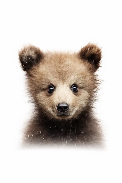 Photo cute a baby bear face on white background by britney laine white background hd photo isolated white