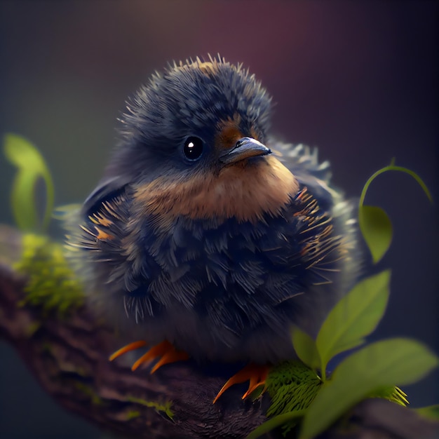 Cute baby bird young fledgling chick