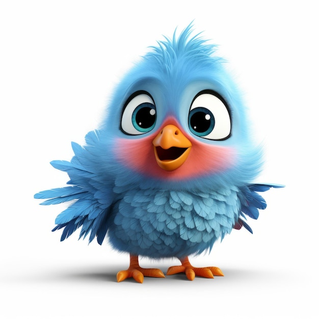 Милые детские голубые птицы 3D изображение в стиле Pixar