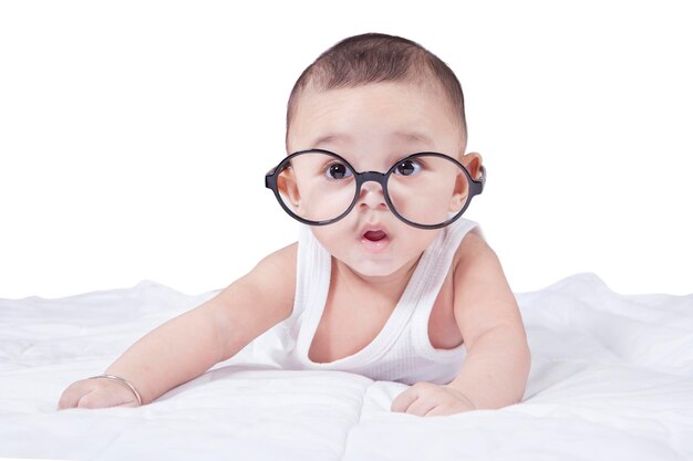 Cute Baby Boy Wearing Glasses