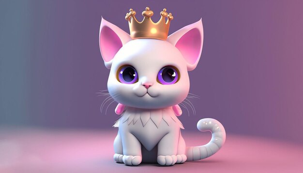 A cute baby cat with crown on head