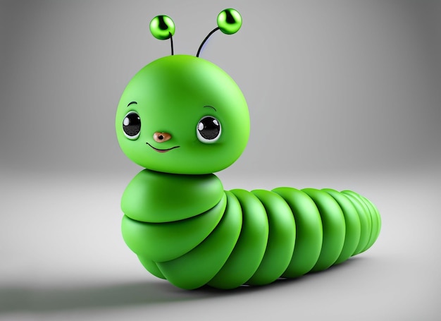 Photo a cute baby caterpillar 3d