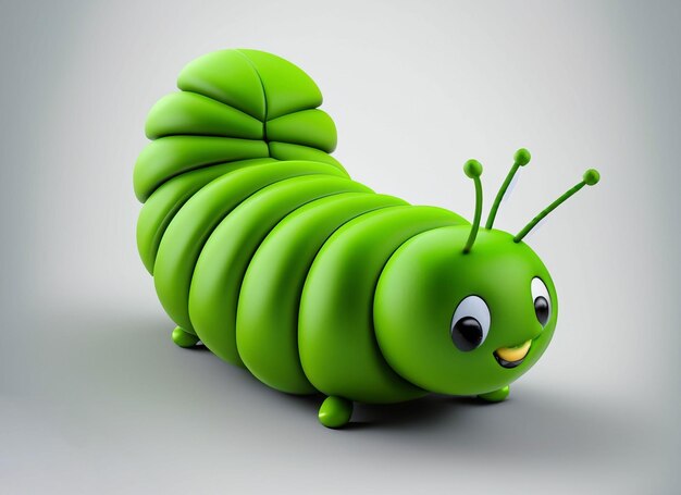 Photo a cute baby caterpillar 3d