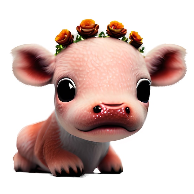 cute baby cow with a beautiful flower crown