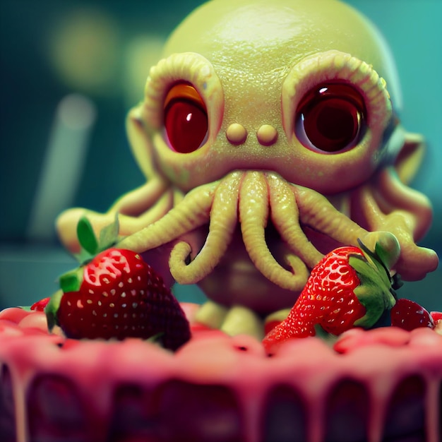 Cute baby Cthulhu illustration