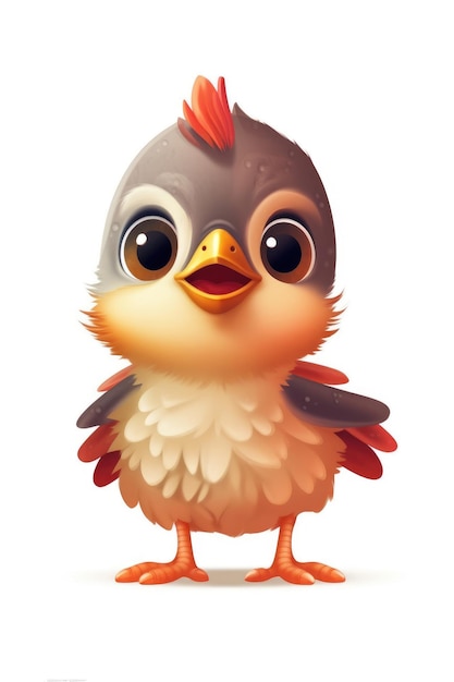 Cute baby Cuckoo in Cartoon Style on white background generative AI