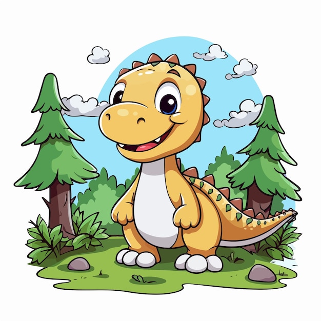 Cute baby dinosaur cartoon illustrated