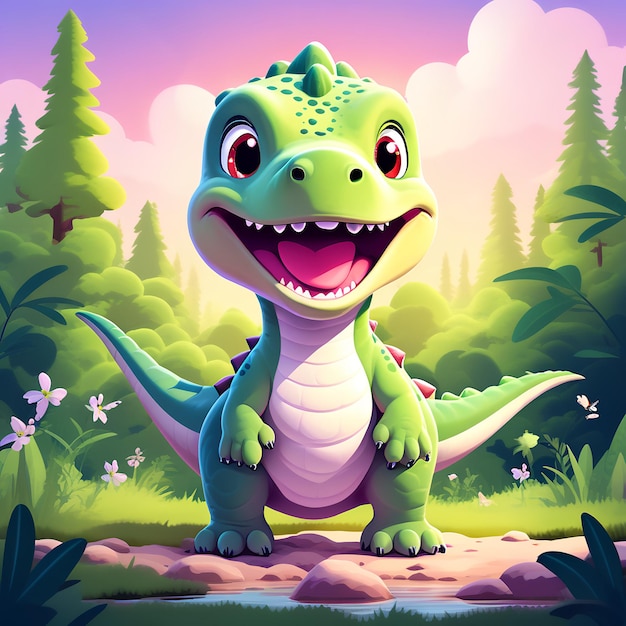 cute baby dinosaur illustration