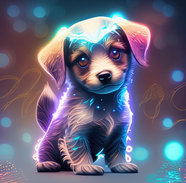 Cute baby dog cartoon generative ai