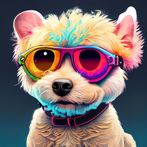 cute baby dog cartoon withh sun glass Generative AI