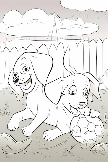 Photo cute baby dog coloring page