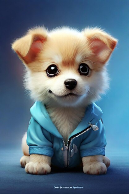 Cute Baby dog versi Zoro berikan gambar ab estentic sinematik gambar dengan jelas Beby dog color blue